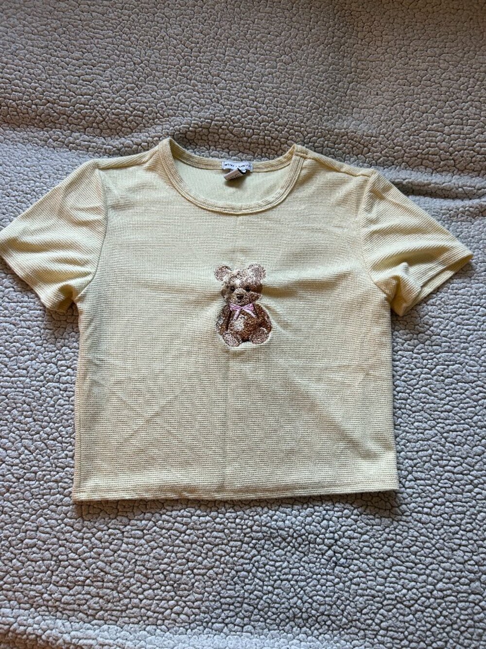 better together -- butter yellow baby tee with bear design